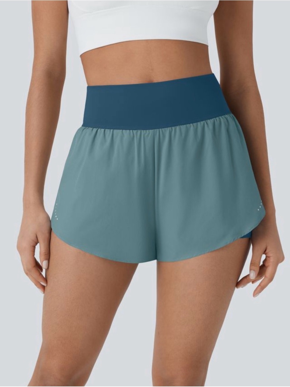 HALARA Two-Tone Teal High-Waist Athletic Shorts